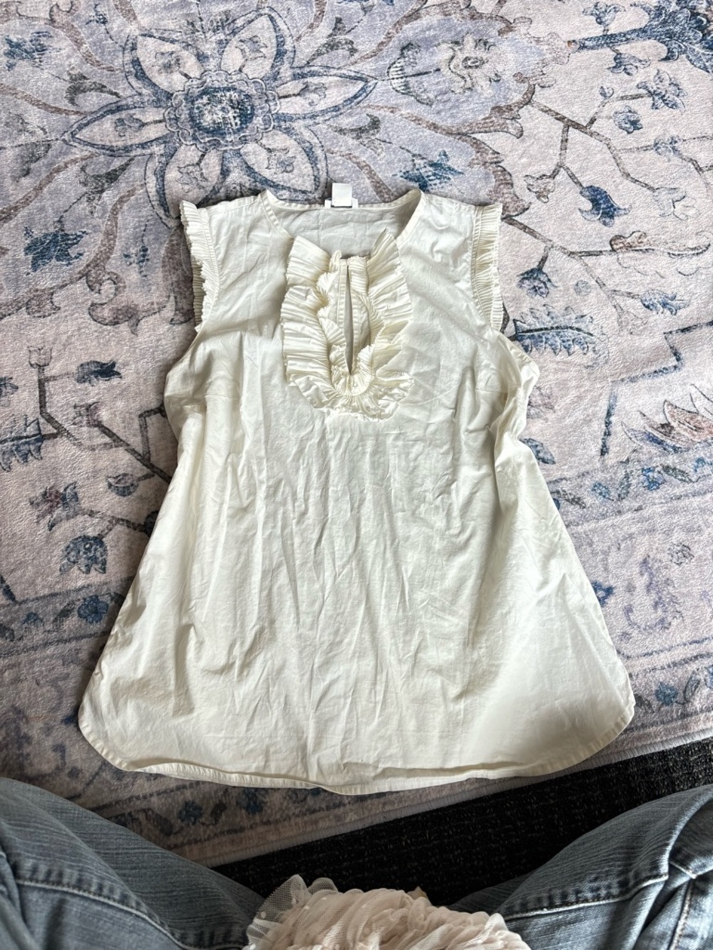 J. Crew Cream Ruffle-Front Sleeveless Camisole